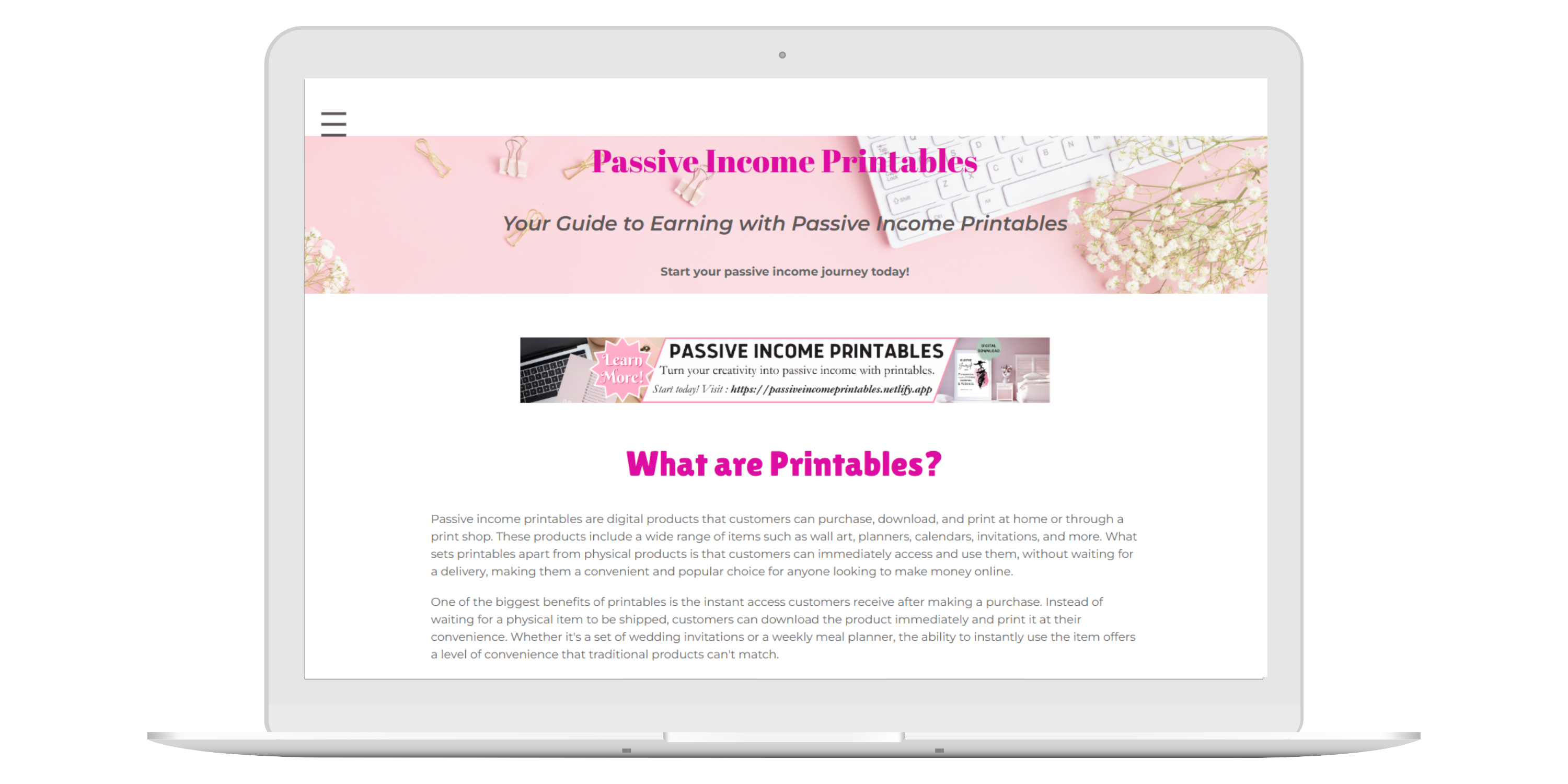 Passive Income Printables Project Website